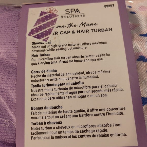 NWT! Spa Solutions Shower Cap & Turban Set - Picture 4 of 6